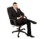 a businessman on an office chair