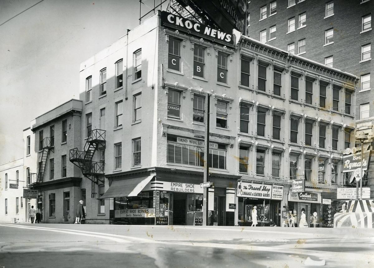 King Street East at Catharine Street South, the home of CKOC on Aug. 13, 1957.
