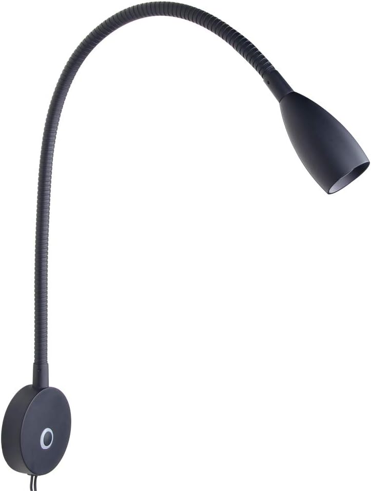 acegoo Dimmable Reading Light Gooseneck LED Task Light Minimalist Directional Light Light Headboard/Wall Surface Mount Matte Black