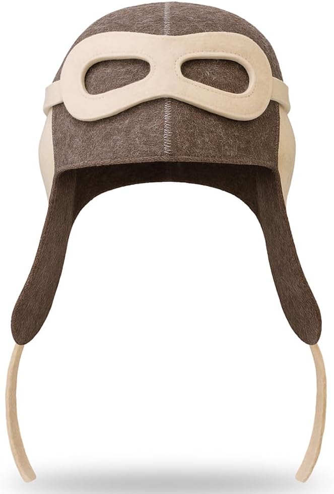 Pilot Sauna Hat for Women and Men Aviator - Wool Banya Hat for Men Finnish, Felt Mens Wool Sauna Cap for Women and Men Gray