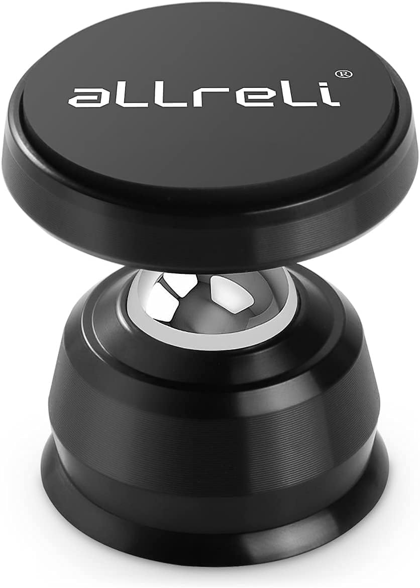aLLreli Magnetic Car Phone Holder, Universal Phone Car Mount for Dashboard, Cell Phone Car Kits, 360° Spin Magnet Cell Phone Mount for iPhone, Samsung, Pixel, LG, GPS, Mini Tablet and More