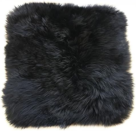 USTIDE Luxury Australian Sheepskin Rug Black Wool Mat Chair/Car Cushion Soft Sheep Skin Floor Mat 1.3'X1.3'