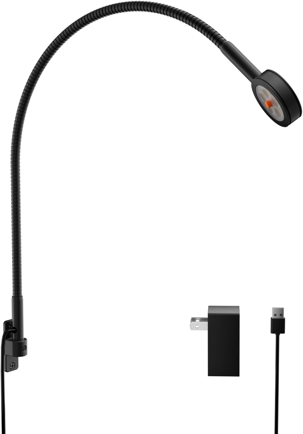 acegoo Minimalist Bedside LED Reading Light, Wall/Wooden Headboard Mounted Flexible Neck Book Light, Rotatable Lamp Head & Convenient Light Head Switch, CRI 90+ 4000K, Powered by USB