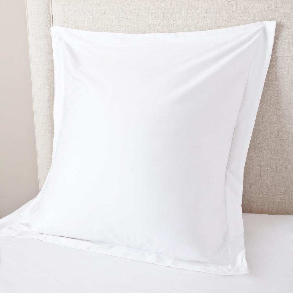 European Square Pillow Shams Set of 2 White 600 Thread Count 100% Natural Cotton Pack of Two Euro 24 x 24 Pillow Shams Cushion Cover, Cases Super Soft Decorative