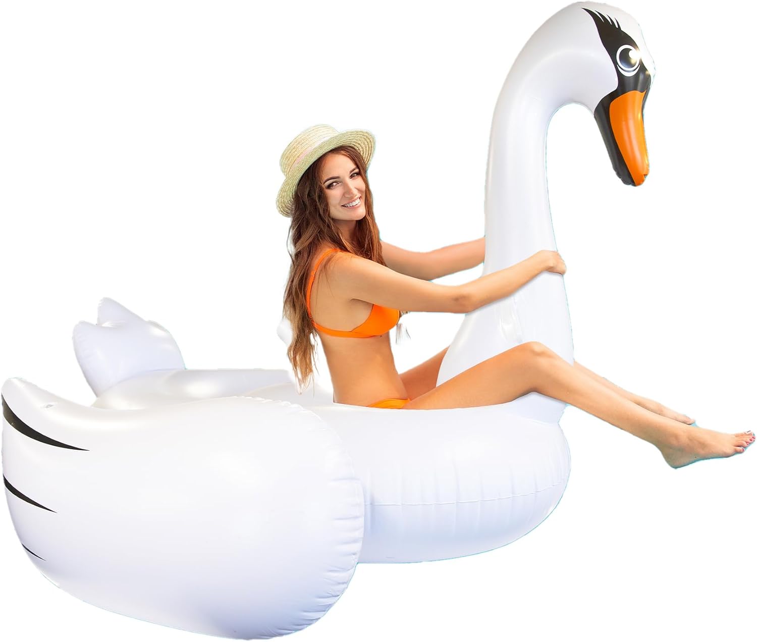Kangaroo Luxurious Giant Swan Inflatable Tanning Pool Float, 78 x 55 Inches, Durable UV-Resistant PVC, Perfect for Pool Games for Adults, Kids, and Parties, Giant Pool Float Inflatable Swan