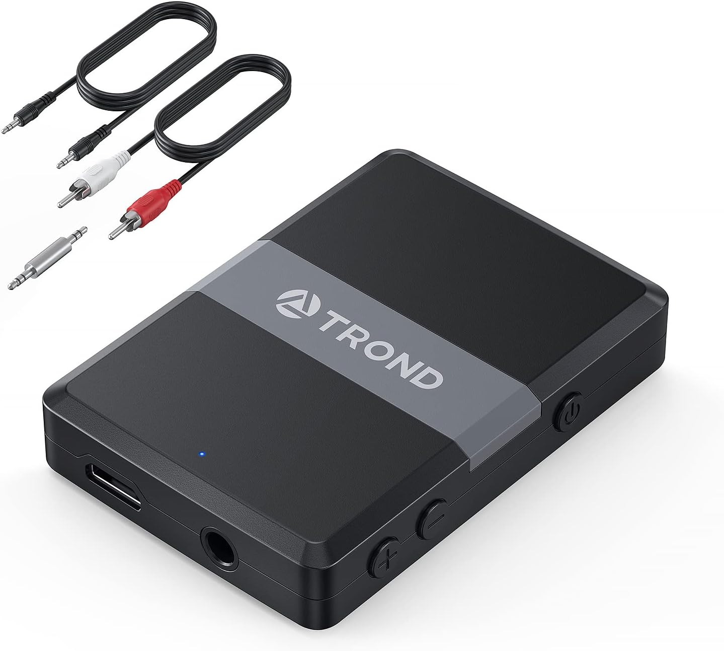 TROND Bluetooth 5.0 Transmitter Receiver, Bluetooth Adapter for TV, 2 in 1 Wireless Audio Transmitter for PC MP3 Gym Airplane, Receiver for Speakers Headphones Boat Car
