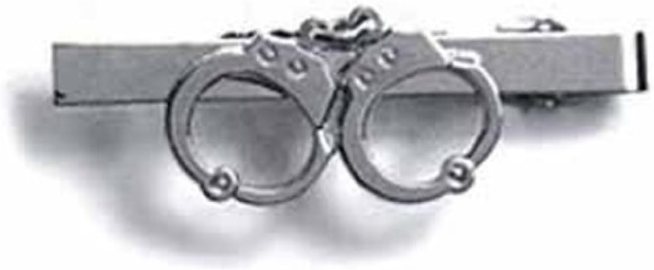 HWC POLICE SECURITY GUARD OFFICER PRIVATE INVESTIGATOR DETECTIVE HANDCUFF UNIFORM TIE CLIP NICKEL / SILVER FINISH, GREAT DEAL !