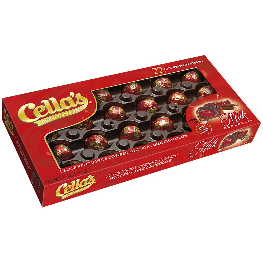 Cella's Milk Chocolate Covered Cherries, 22 Foil Wrapped Cherries, 11 oz