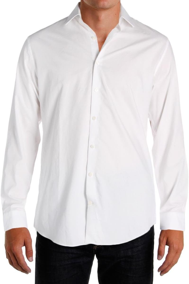Kenneth Cole Mens Dress Shirts Slim Fit Solid Dot Spread Collar