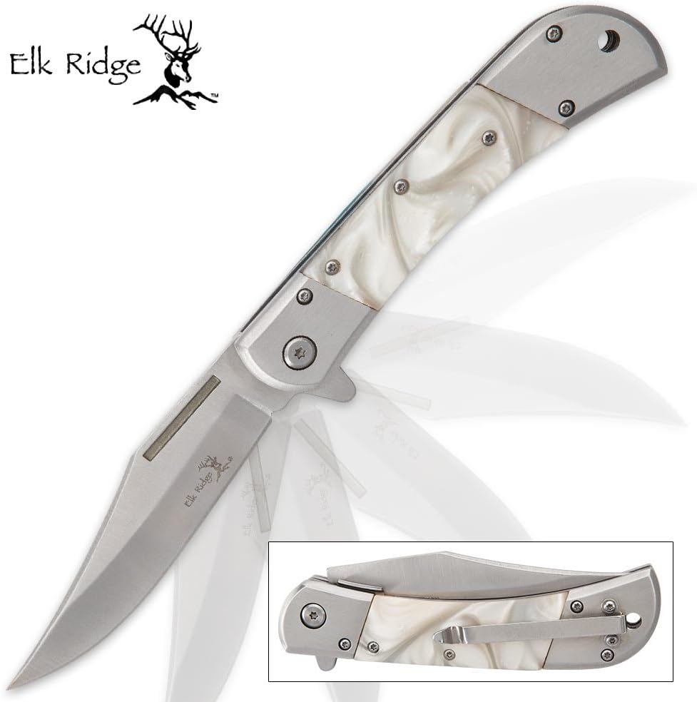 Elk Ridge ER-A009 Series Spring Assist Folding Knife, Straight Edge Blade, 4.75-Inch Closed