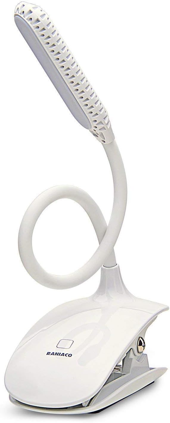 Led Clip Reading Book Light Daylight 16 LEDs USB Rechargeable Reading Lamp-3 Brightness,Touch Switch Bedside Book Light with Good Eye Protection Brightness (White)