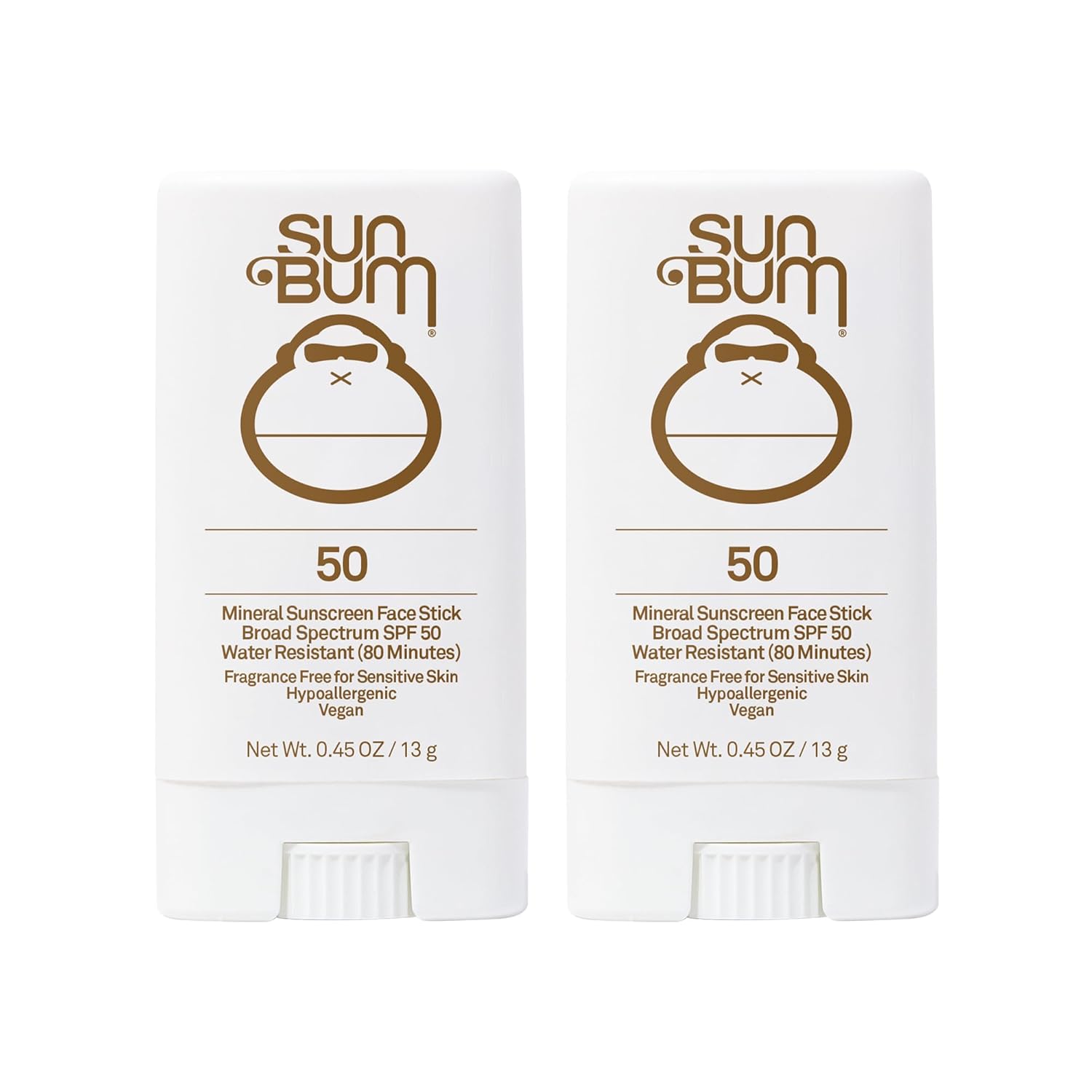 Sun Bum Mineral Spf 50 Sunscreen Face Stick Vegan and Hawaii 104 Act Compliant (Octinoxate & Oxybenzone Free) Broad Spectrum Natural Sunscreen With UVA/UVB Protection 2 Pack