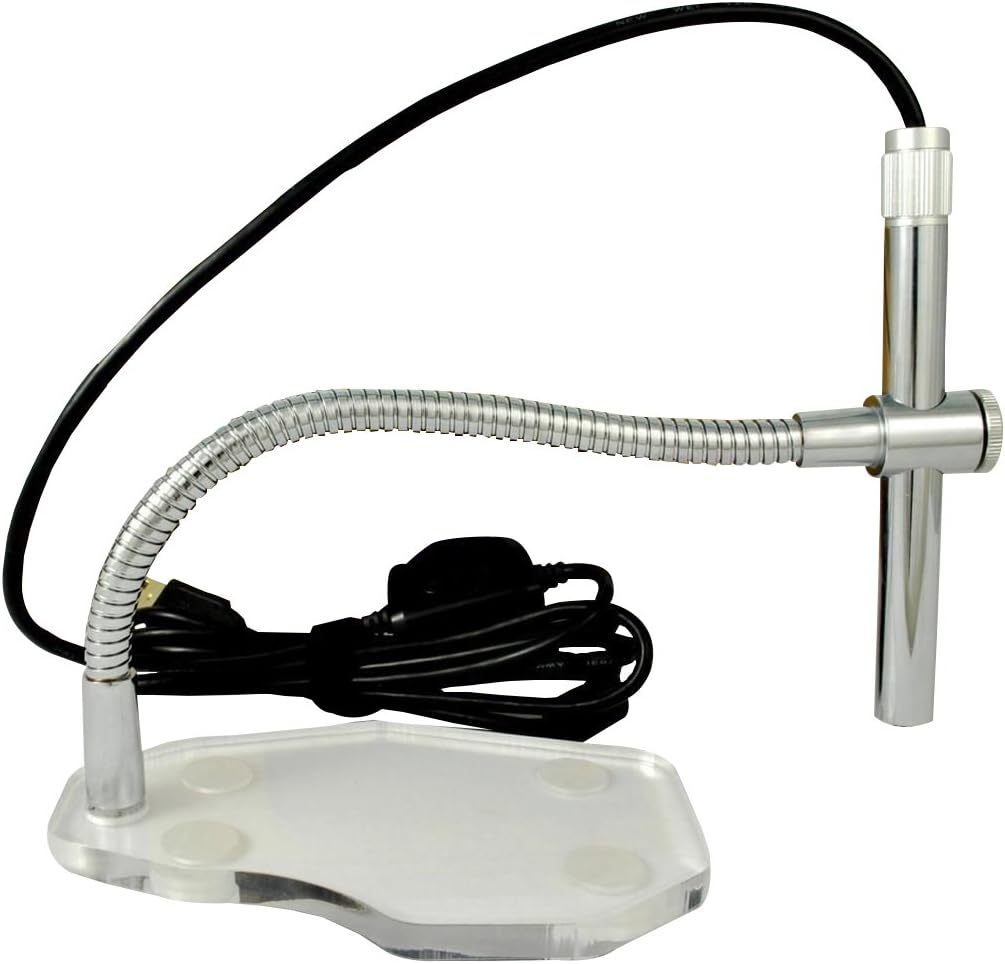 Digital USB Microscope Camera- Advanced CMOS Sensor, True High Definition Macro 200x Zoom Imaging –1600 x 1200, Video, Flexible Acrylic Stand, 8 LED, Windows Mac Linux