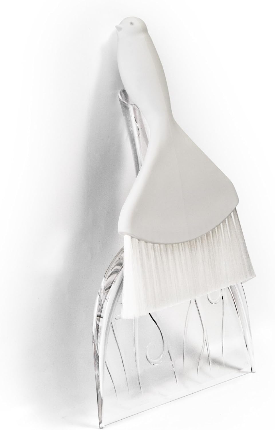 QUALY SWEEPIE (White) Dustpan and Broom with Sparrow Bird Handle