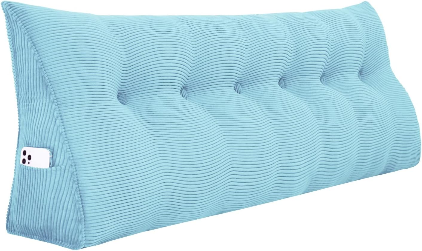 WOWMAX Large Bolster Triangular Wedge and Body Positioners Support Reading Backrest Pillow for Headboard for Day Bed Bunk Bed with Removable Cover SkyBlue California King