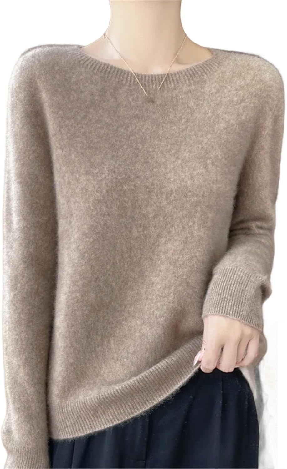 New Cashmere Sweater Women's Clothing Wool Tops Round Neck Knitted Pullover Basic Style Versatile