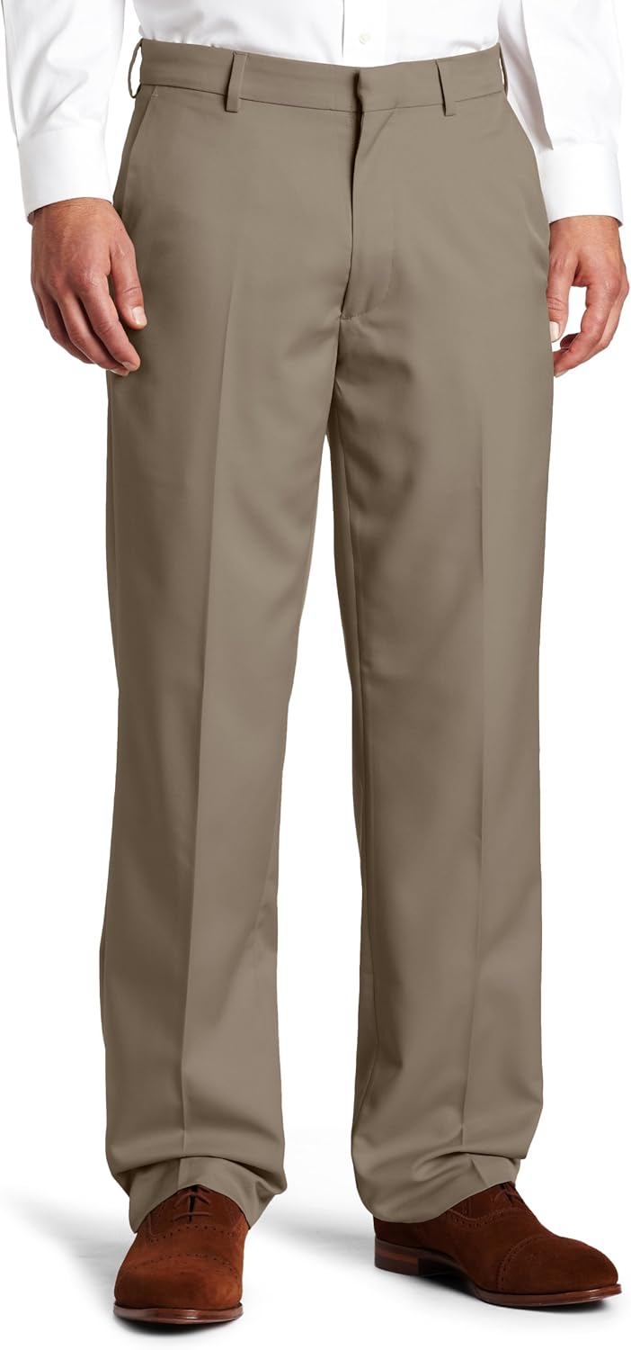 Haggar Men's Flex Gabardine Solid Plain Front Dress Pant