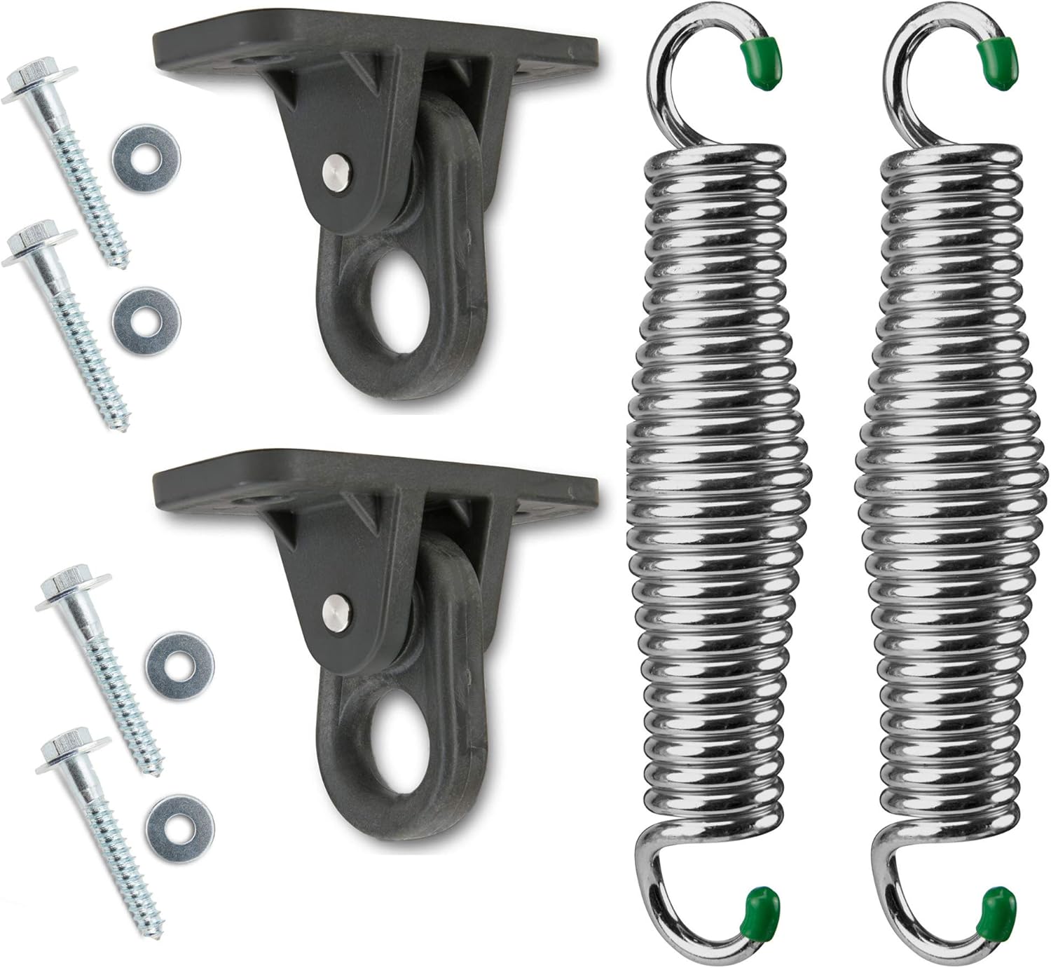 SwingMate Porch Swing Hanging Kit - 750 Lbs. Capacity - Proudly Made in The USA - Patented Heavy-Duty Suspension Swing Hangers and Springs for Hammock Chairs or Ceiling Mount Porch Swings - (Chrome)