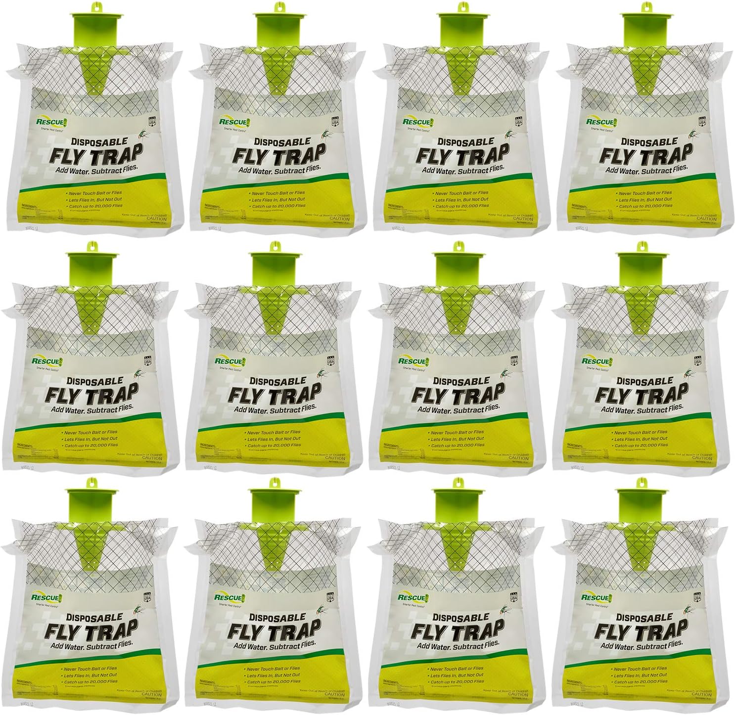 RESCUE! Outdoor Disposable Hanging Fly Trap - 12 Traps