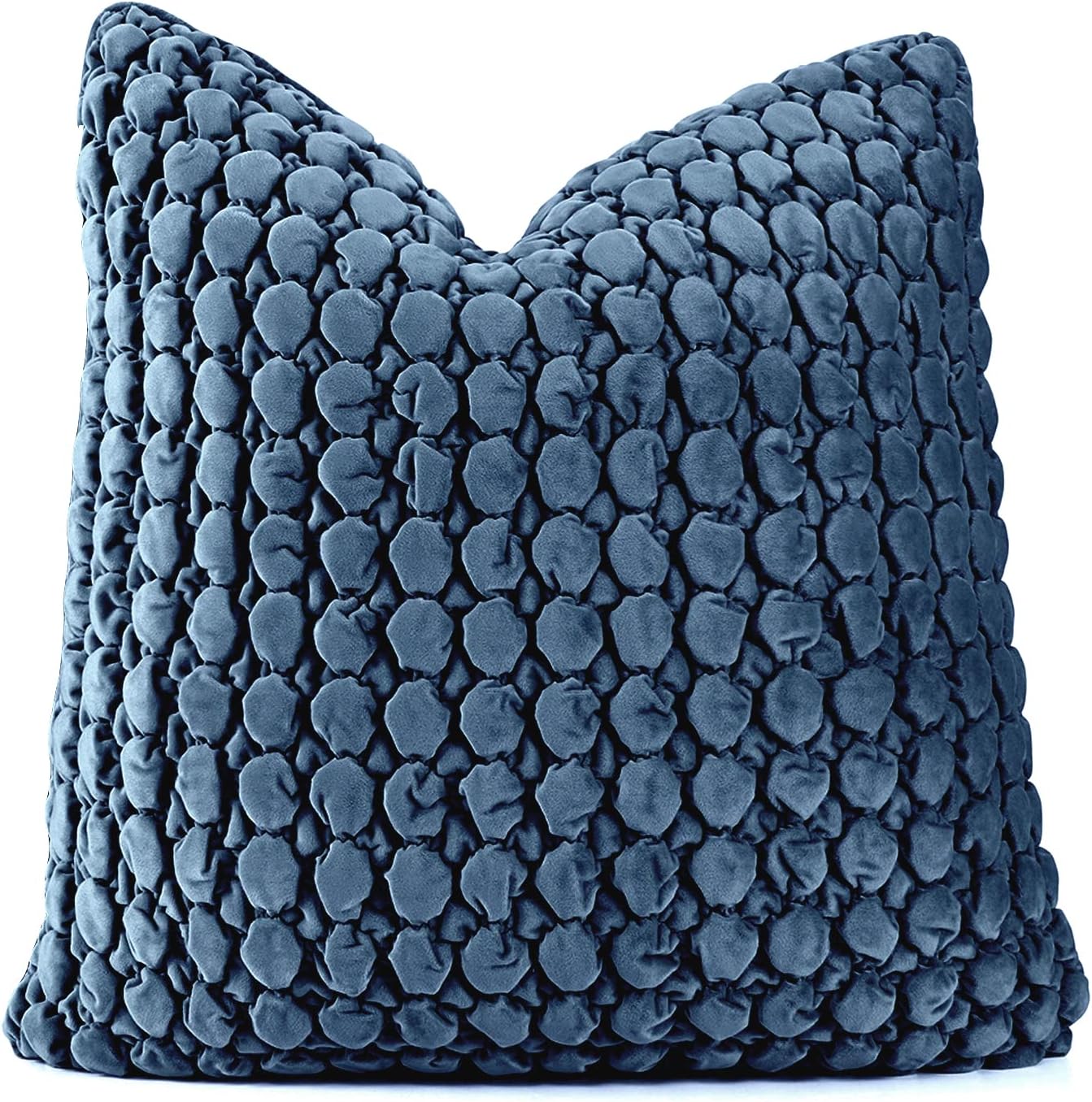 Pillow Cover 24x24 1 Piece Velvet Euro Sham Decorative Farmhouse Pillowcase Boho Square Cushion Covers Soft Bubble Texture for Couch Sofa Bed Bedroom Car Living Room，Blue