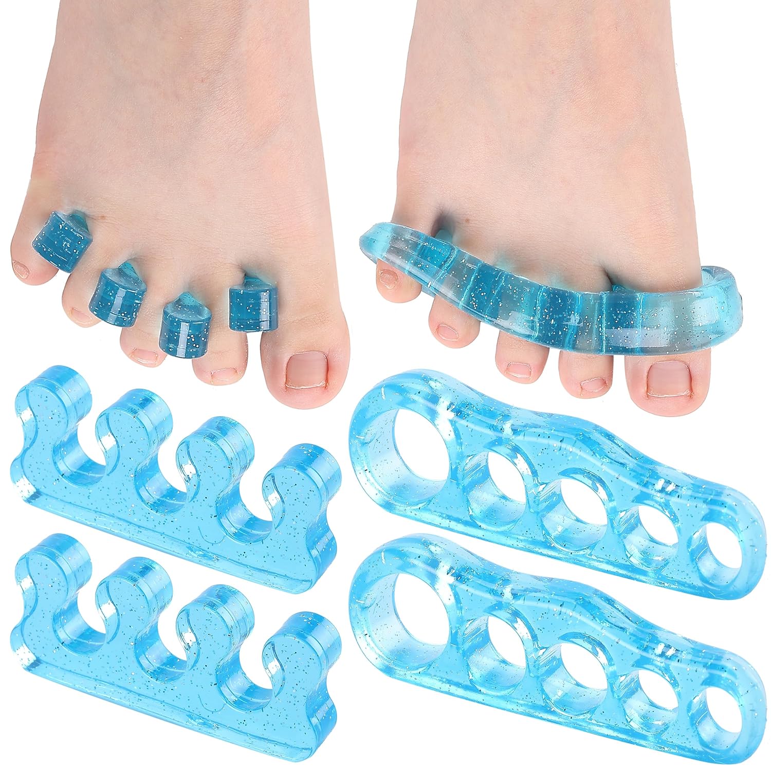DR. JK- ToePal Gel Toe Separator, 2 Pairs, Toe Spacers, Toe Straightener, Hammer Toe Straightener, Toe Spreader, Toe Stretcher, Toe Corrector for Women and Men, Bunion Corrector, Mother's Day Gift