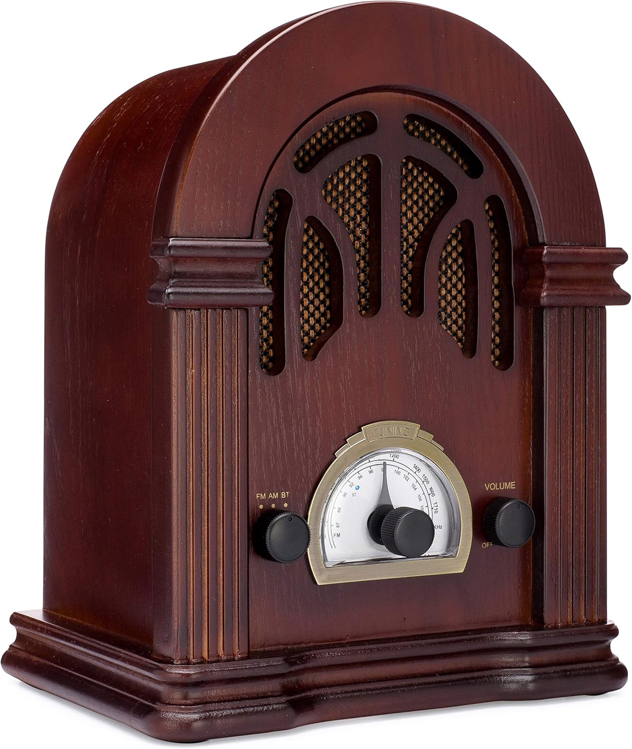 ClearClick Retro AM/FM Radio with Bluetooth - Classic Wooden Vintage Retro Style Speaker