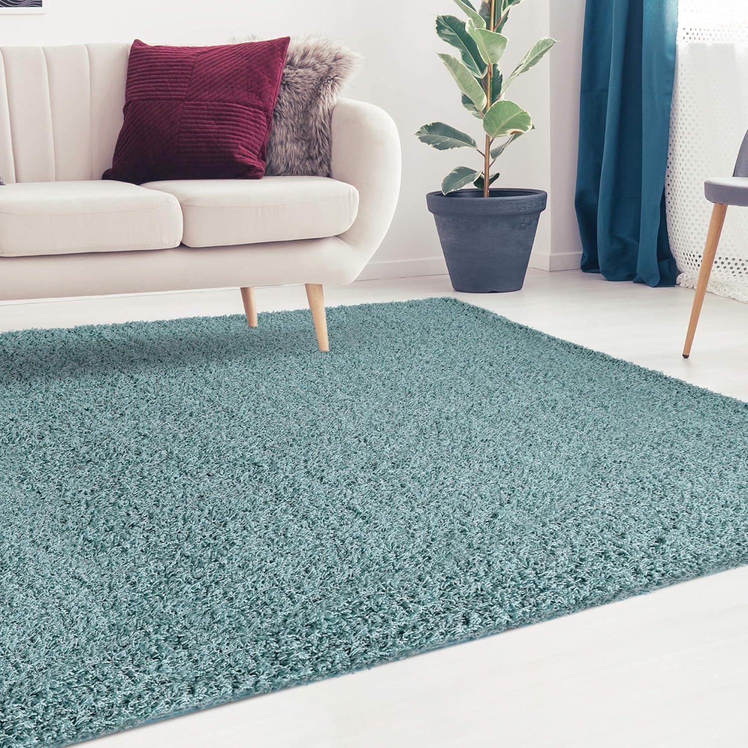 iCustomRug Cozy and Super Soft Plush Solid Shag Rug Ideal to Enhance Your Living Room and Bedroom Decor in 17 Colors / 20 Custom Sizes 5' X 7' Turquoise/Aqua Blue