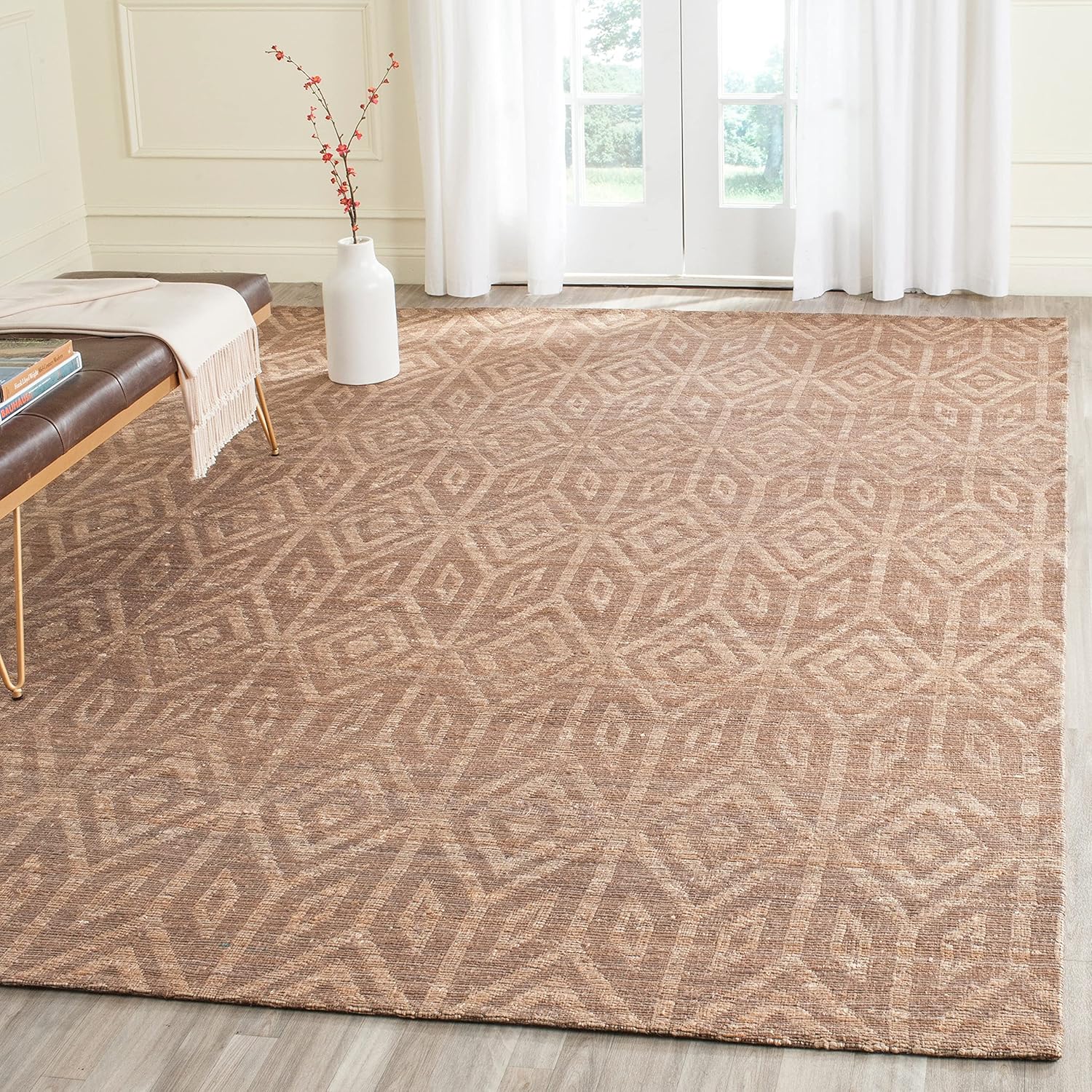 SAFAVIEH Cape Cod Collection Area Rug - 9' x 12', Camel, Handmade Flat Weave Jute, Ideal for High Traffic Areas in Living Room, Bedroom (CAP411A)