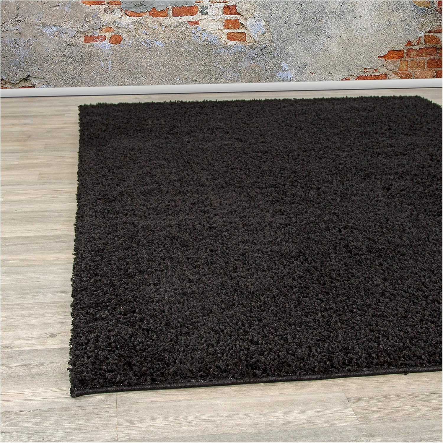 A2Z Rug Cozy Shaggy Collection 3x5-Feet Solid Area Rug - Black