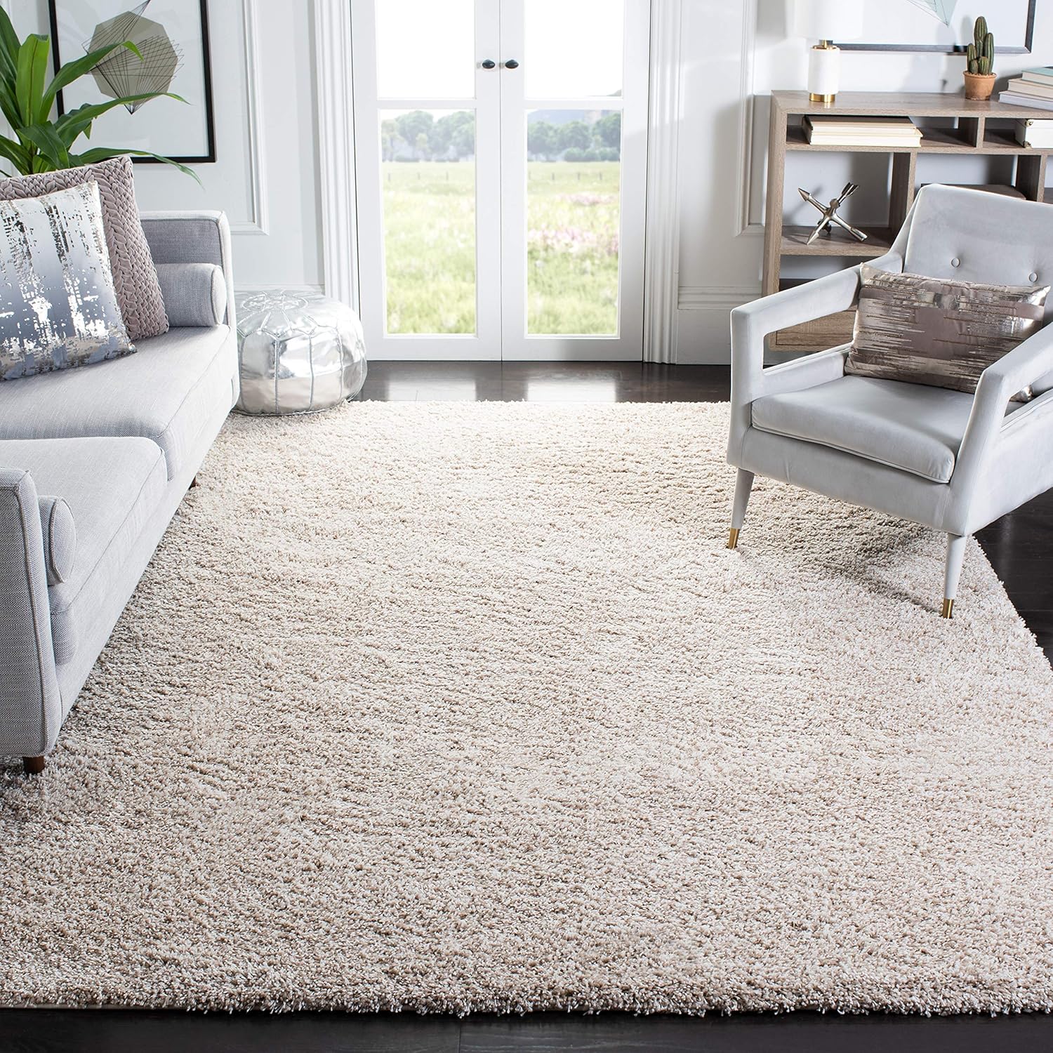 SAFAVIEH Area Rug 8x10 - California Shag Collection - Large - Beige, Non-Shedding & Easy to Clean, Ultra Plush Thick Pile, Ideal for Living Room, Bedroom, Dining Space (SG151-1313)